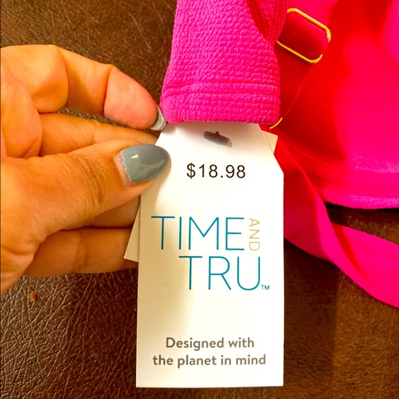 Hot Pink Button Front Push-up Bikini Bra Top - Picture 6 of 6